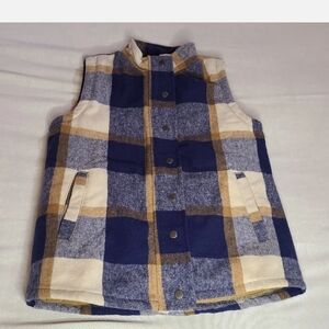 Plaid Blue and Tan Women's Vest